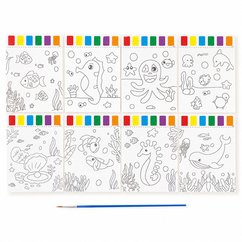 Set de peinture 9 pièces Diy: Comprend 8 feuilles de papier d'art épais