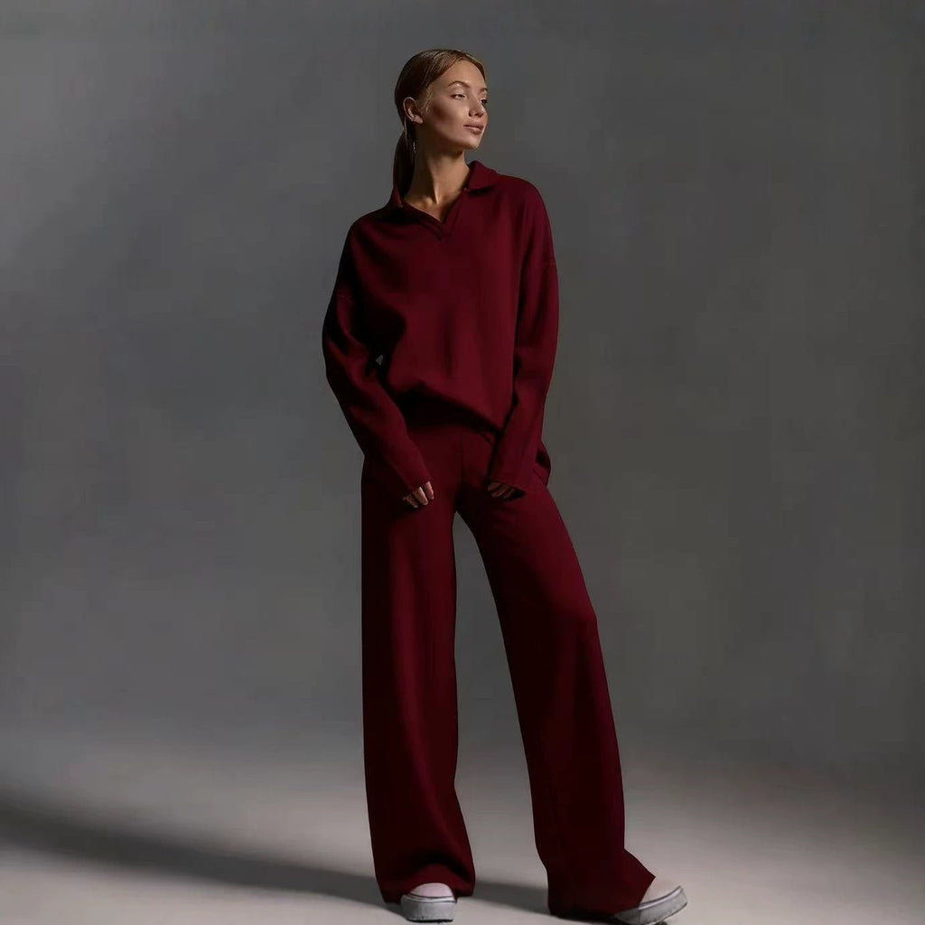 Mode Amazon TikTok Européen et américain Solid Couleur Automne Hiver costume avec Polo Collier