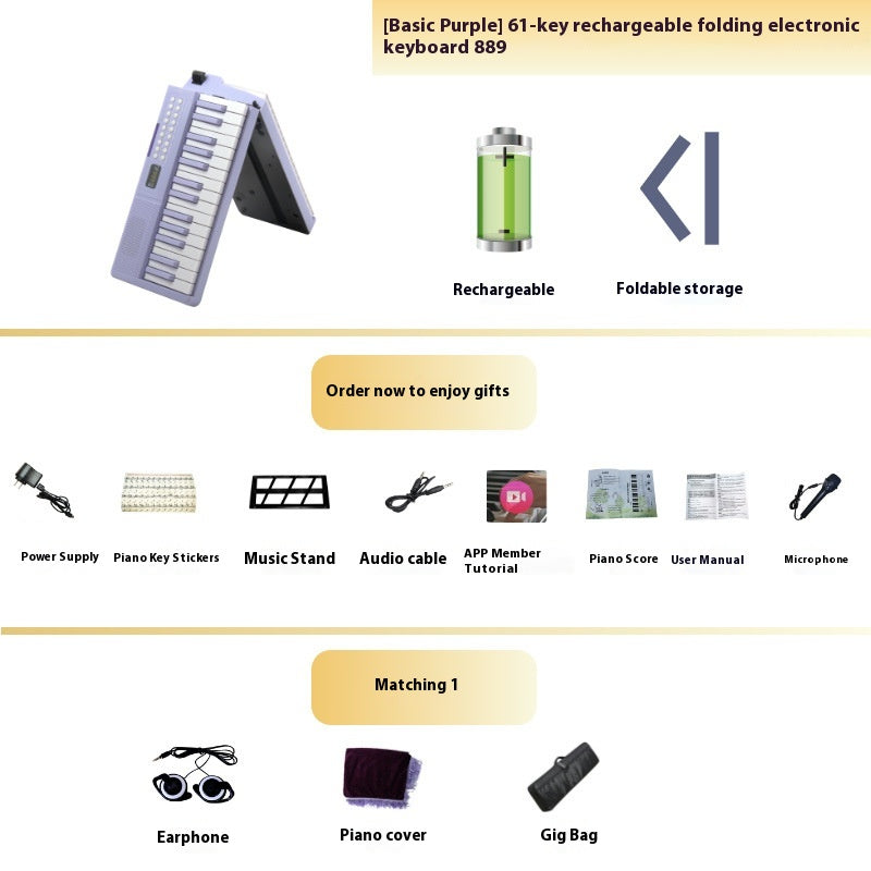 Chargement Portable Smart pliage 61 Piano à clé
