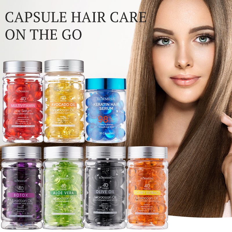 KORMESIC Botox & Huile marocaine Multivitamine cheveux E Sence pour le commerce extérieur 1mlx40 Capsules