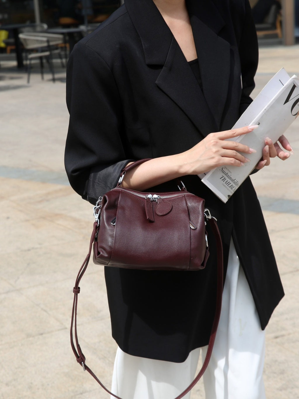 Sac d'oreiller Cowhide Boston pour femmes