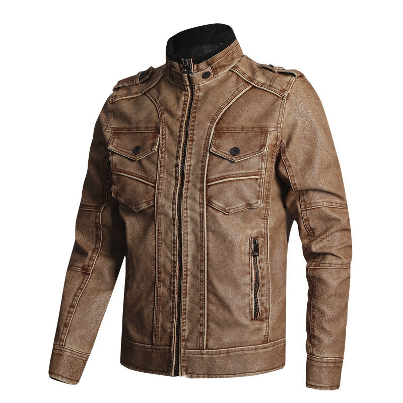 Manteau en cuir PU épais pour homme