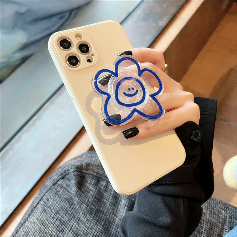 Blue Flower Bracket Mobile Phone Case Silicone douce