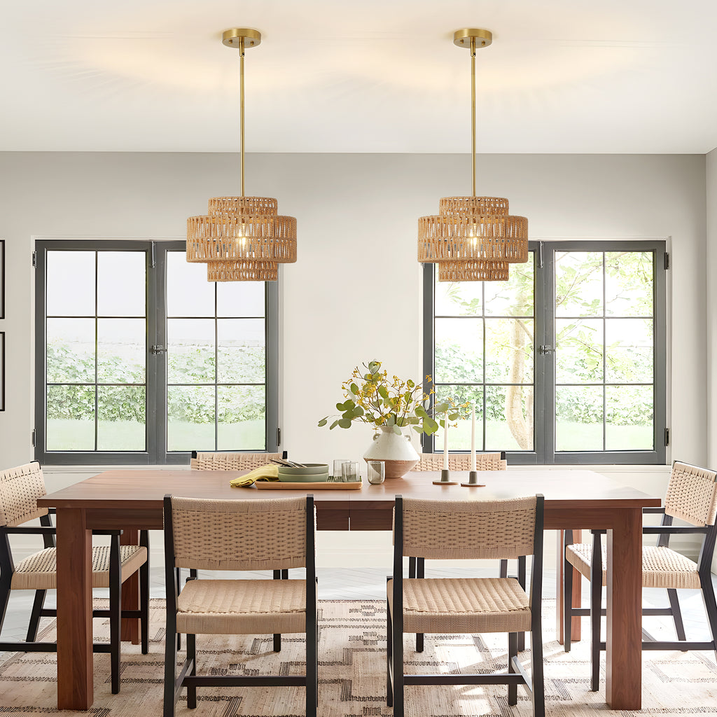 12.6 en Boho Rattan Chandelier luminaire