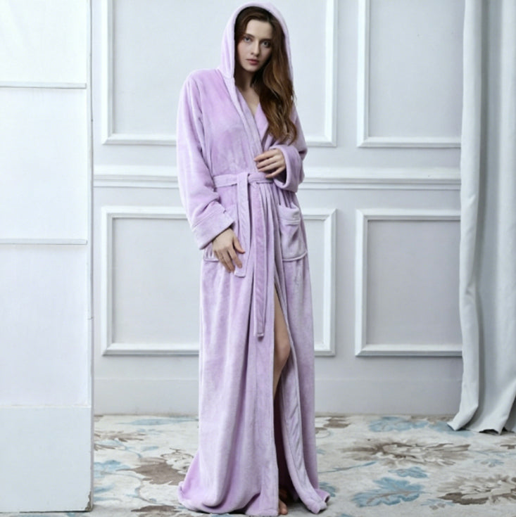 Warm and Soft Hooded Fleece Robe for Couples