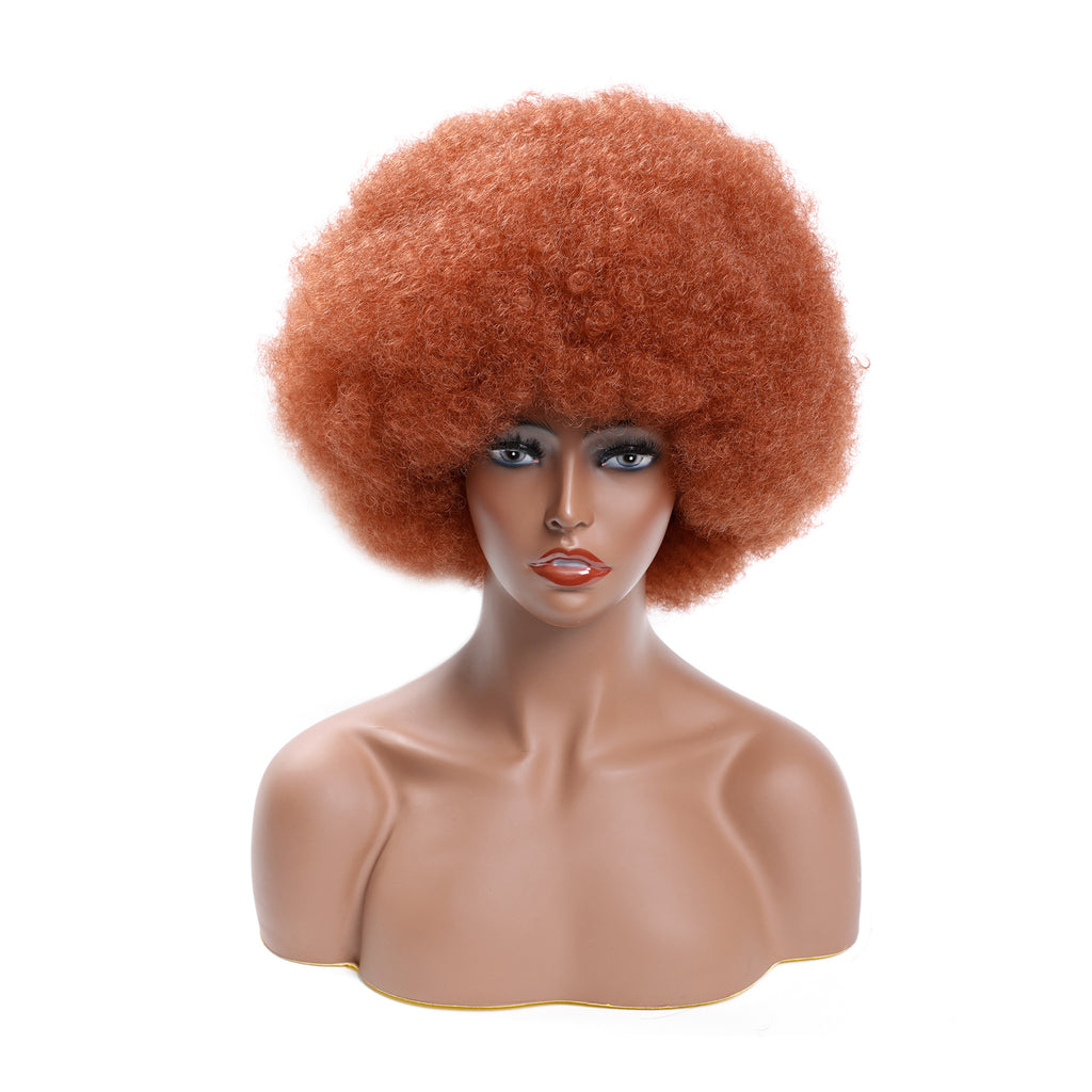 Micro-ondes Short Curly cheveux fluffy Explode Wig Headgear
