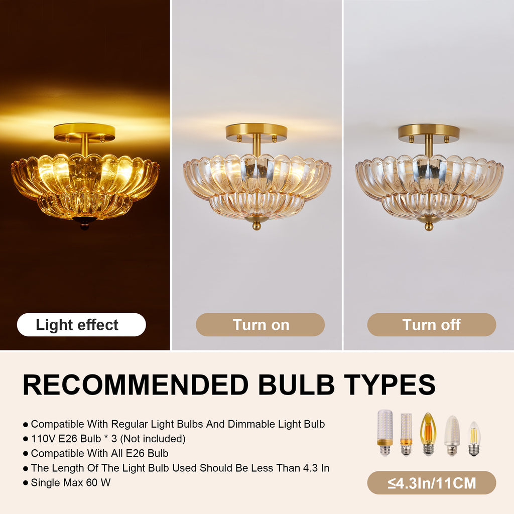11.8 pouces Semi Flush Mount Plafond lumière
