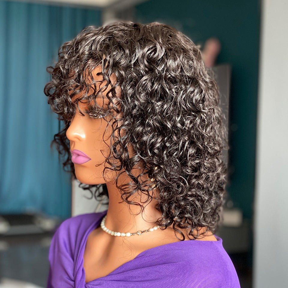 Perruques de cheveux humains avec franges