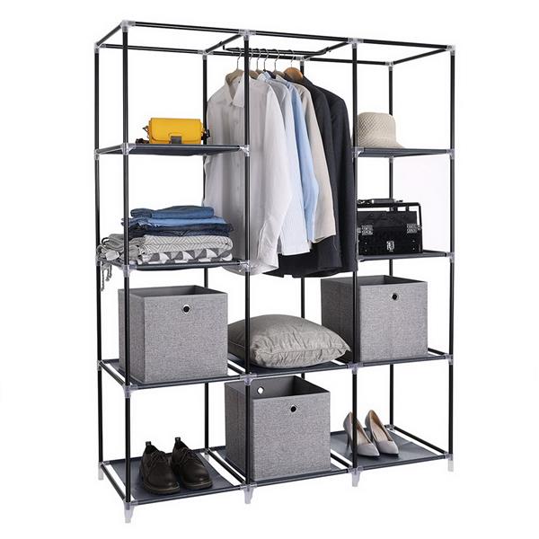 Armoire non tissée 4 couches 10 grilles 130 X 45 X 167cm - Gris