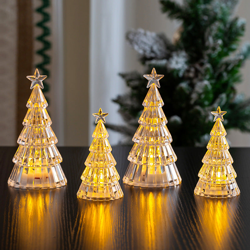 Décorations de Noël Mini cristal lumineux Arbre de Noël Ornements de bureau Chil créatif