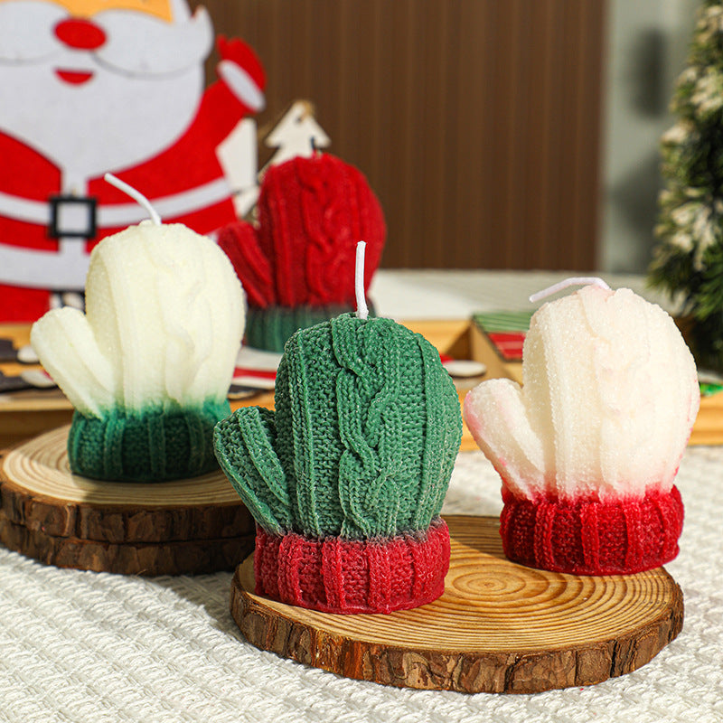 Décorations de Noël Gants en laine Mini en forme de bougies parfumées Cadeaux souvenir