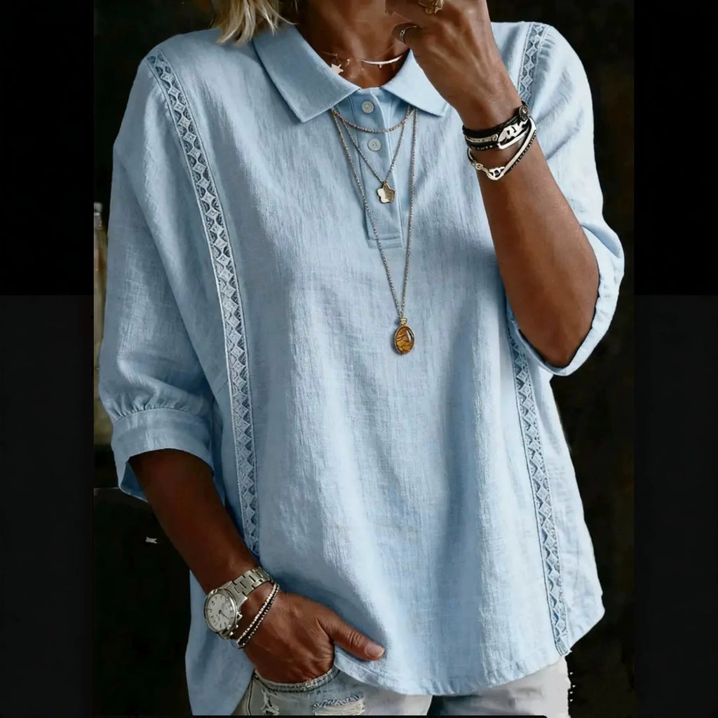 Chemise casuale à boutons en couleur solide pour femmes