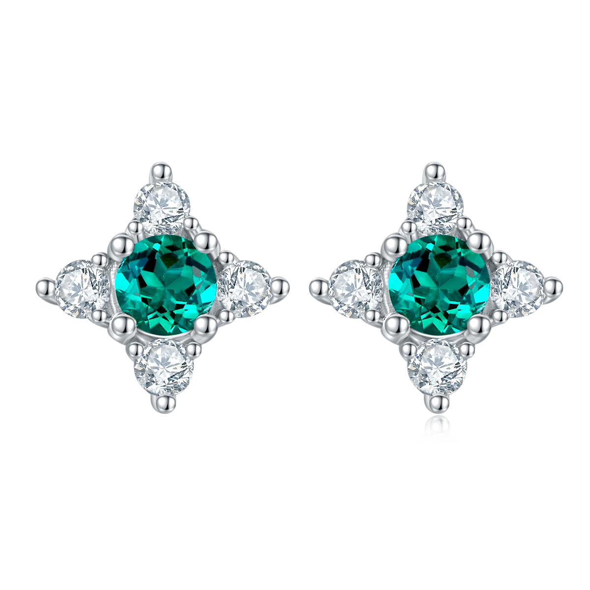 S925 Boucles d'oreilles Sterling Silver Star Flower Stud