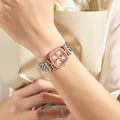 Cadran incrusté de diamant Bracelet en acier en forme d'ovule Montres Femmes Quartz