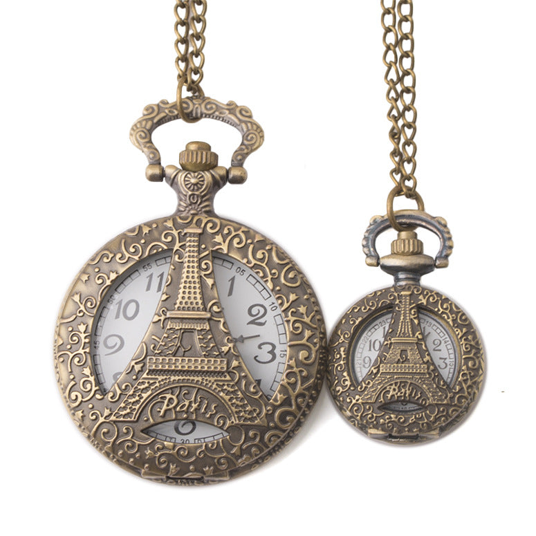 Retro Iron Tower Montre de poche personnalisée de mode décontractée
