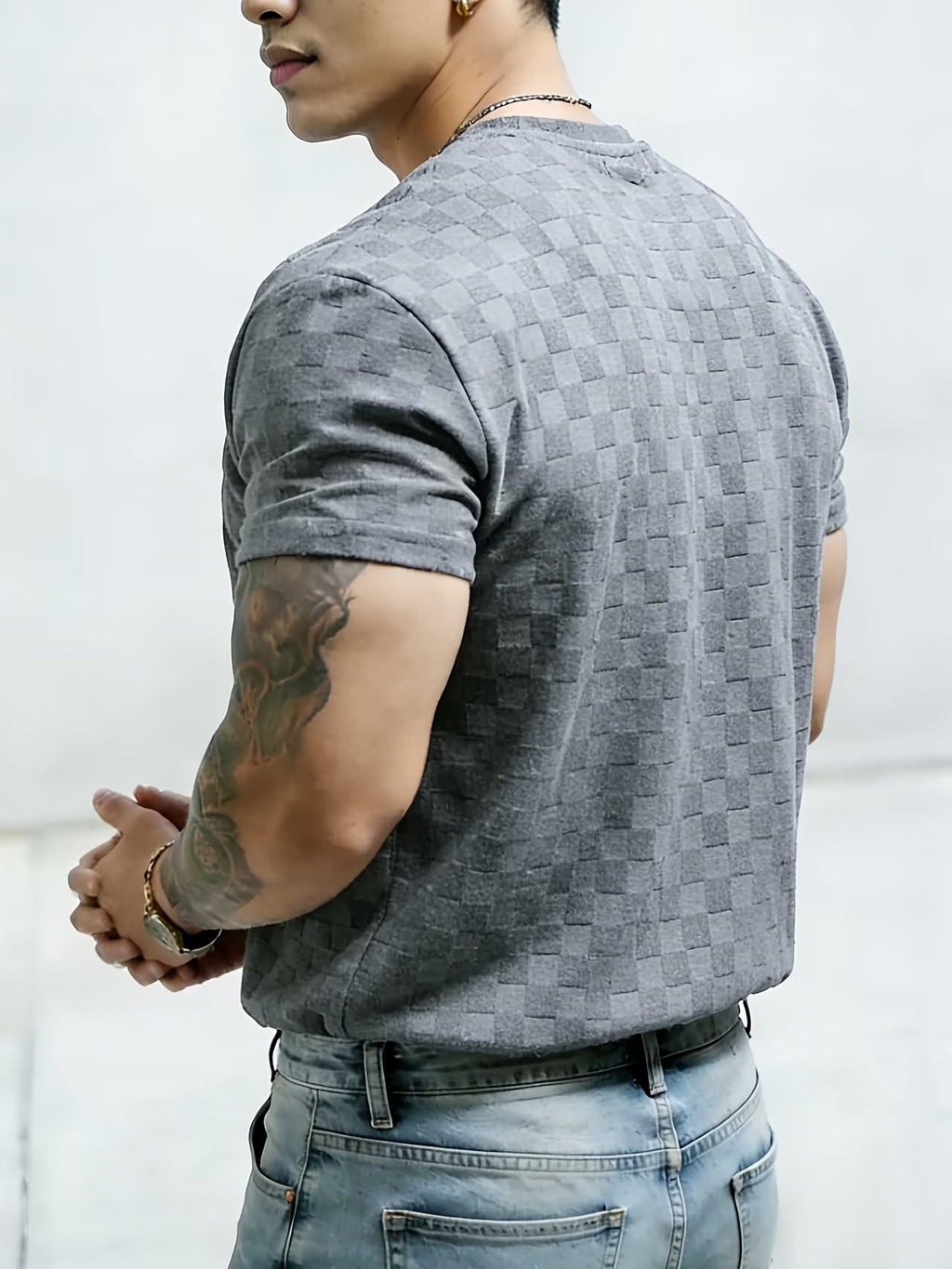 Chemise à manches courtes Jacquard pour hommes