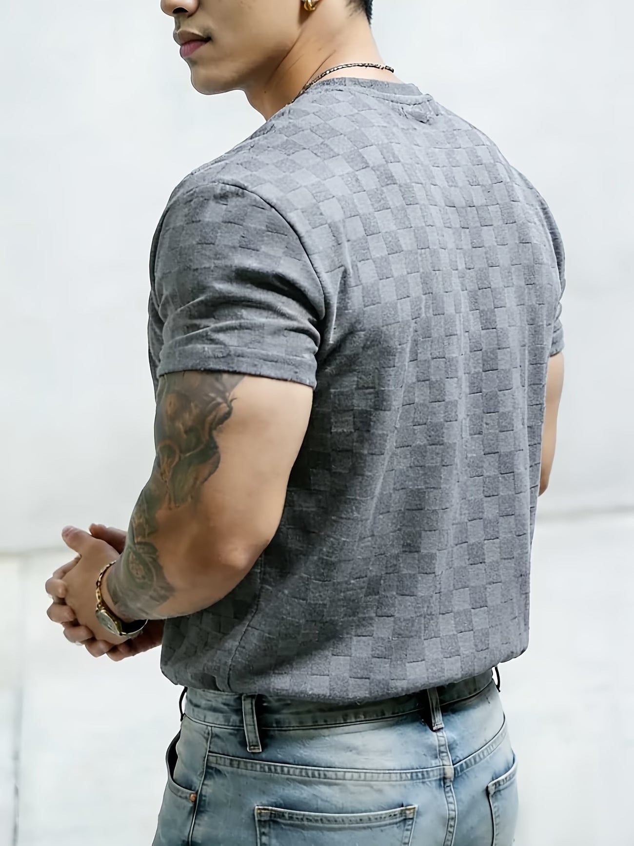 Chemise à manches courtes Jacquard pour hommes