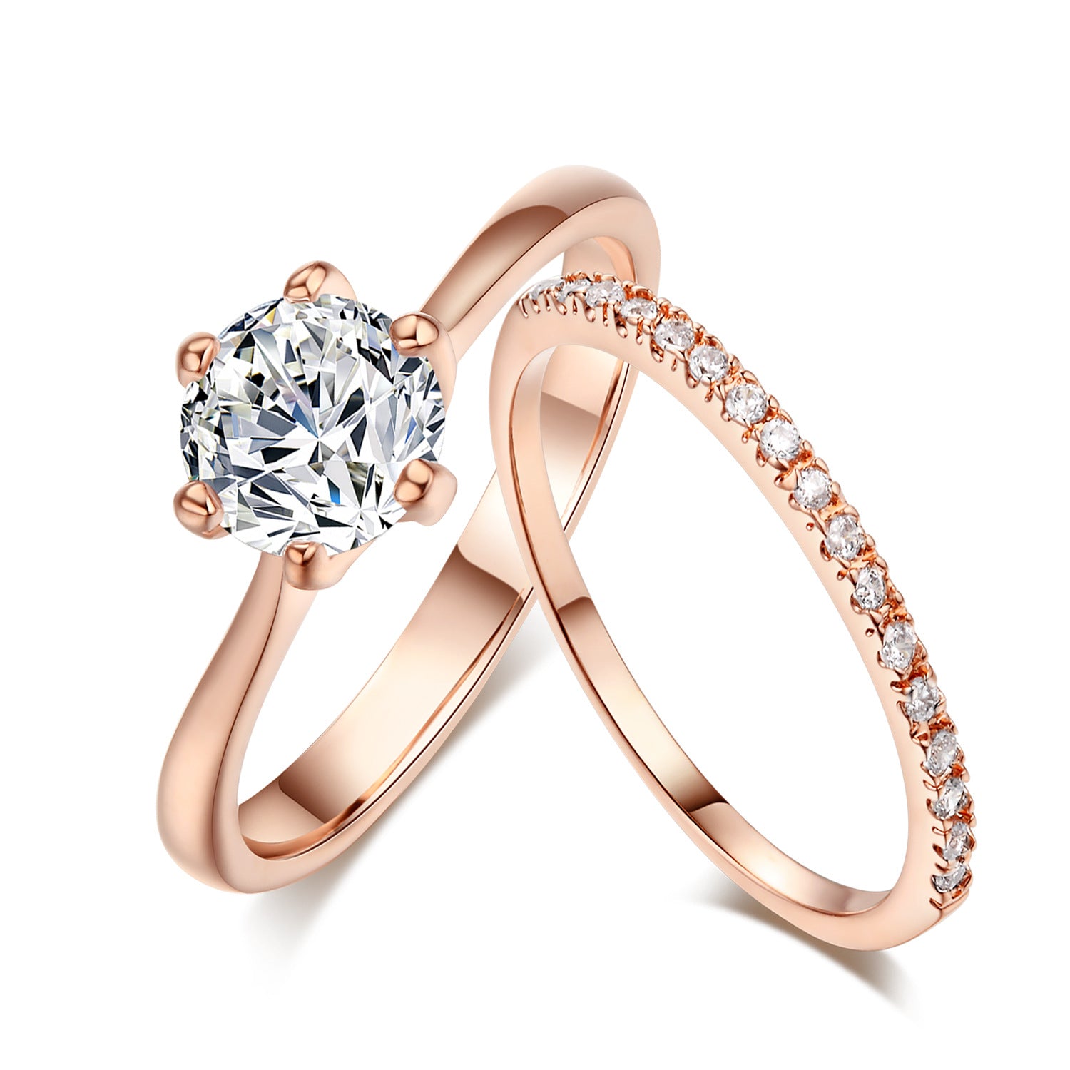 Zircon Micro Set Gold plaqué six griffes anneau