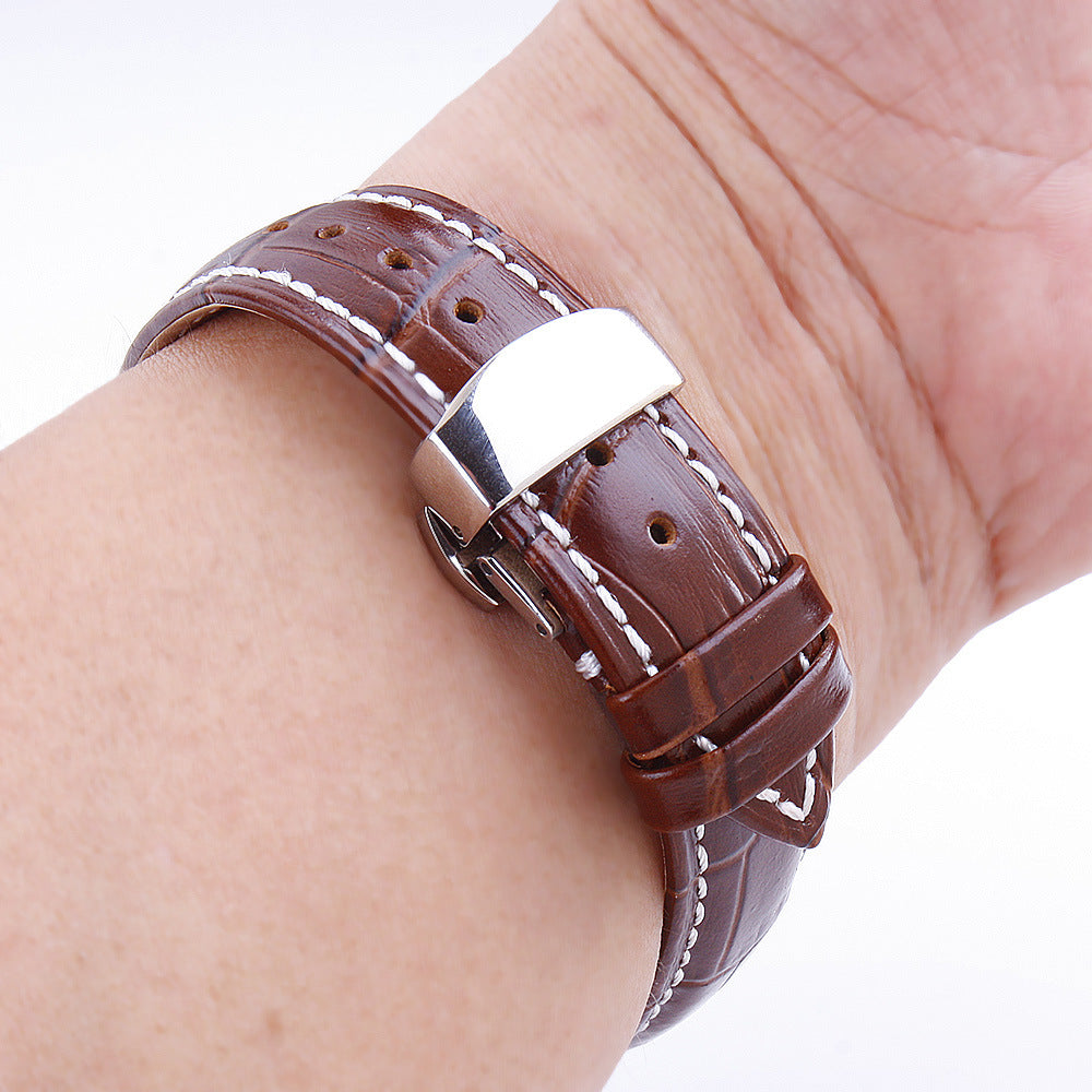 Double-cliquez sur Elastic Butterfly Fermoir Top Layer Cow Montre en cuir