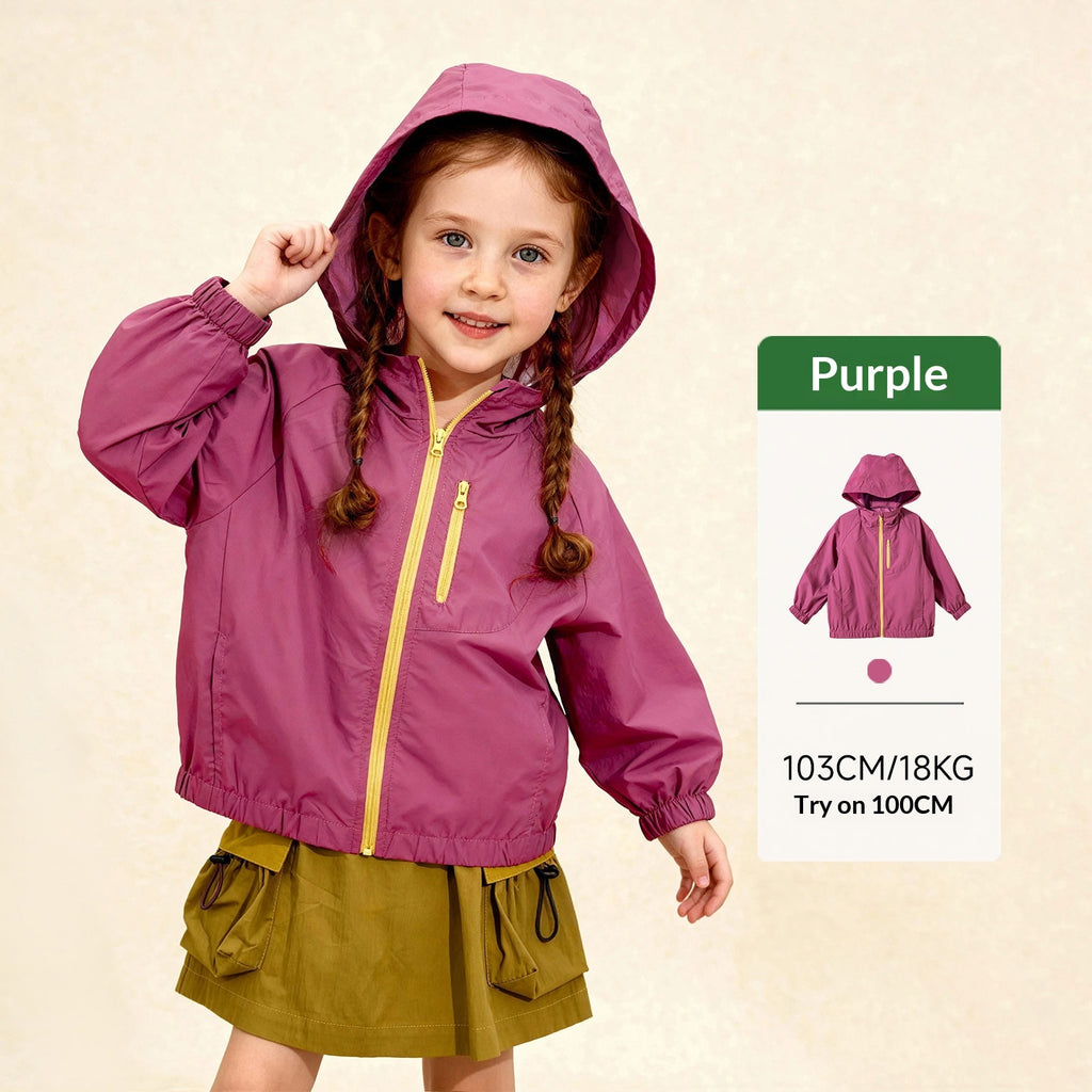 Veste à capuche décontractée pour enfants avec fermetures à glissières contrastées