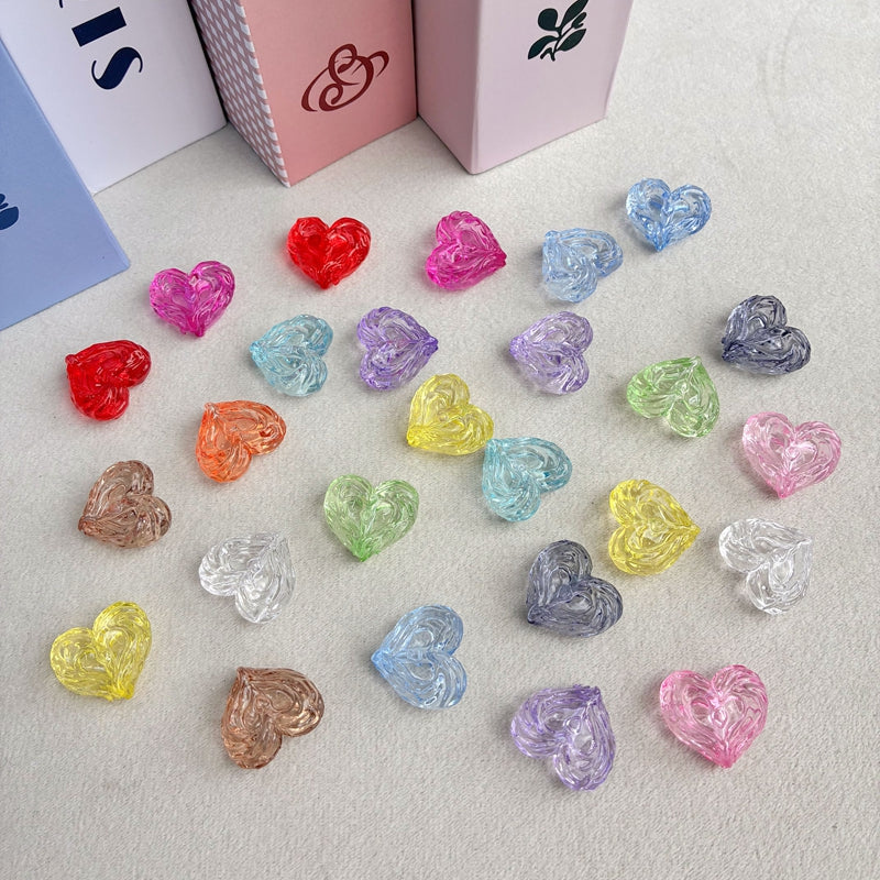 Perles texturées du coeur acrylique