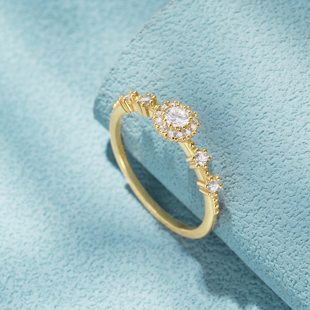 Entrée européenne et américaine Lux Flower Strass embeded Fermé 925 Argent Ro de haute qualité