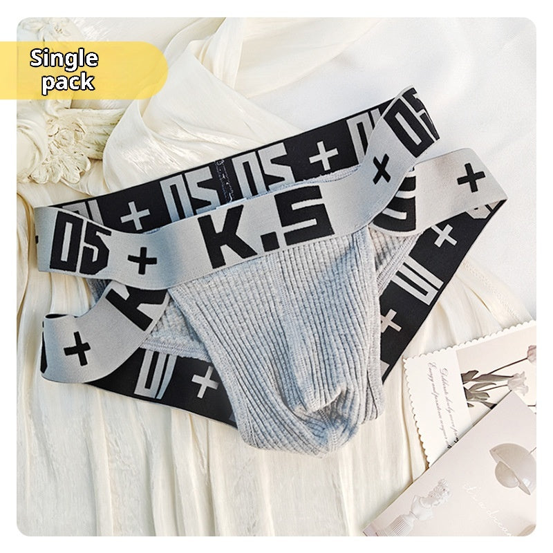 Slips de sport en coton côtelé haute coupe pour hommes