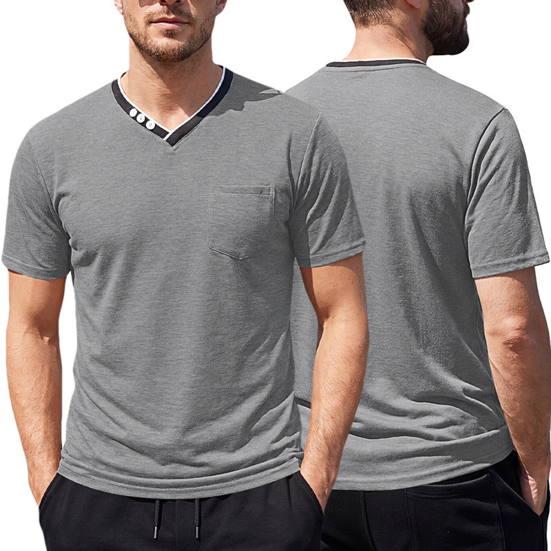 T-shirt à manches courtes Henry V-neck Hommes