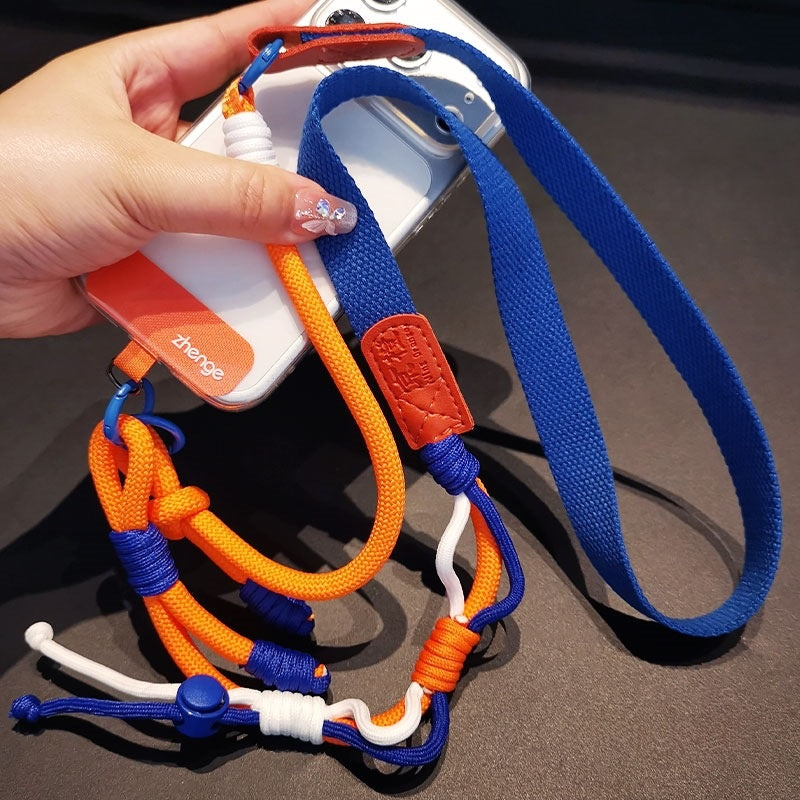 Long Crossbody Color-Block Woven Téléphone Lanyard