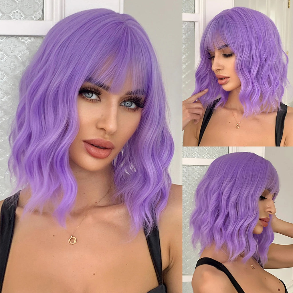 Wig Full-head Wig Bangs cheveux bouclés courts