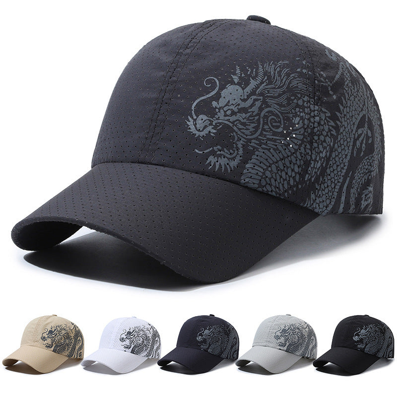 Chapeau homme style chinois imprimé Dragon Casquette de baseball polyester