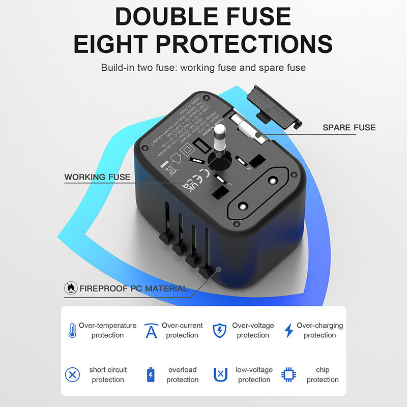 Chargeur de voyage 2USB 2 Type-C prise universelle