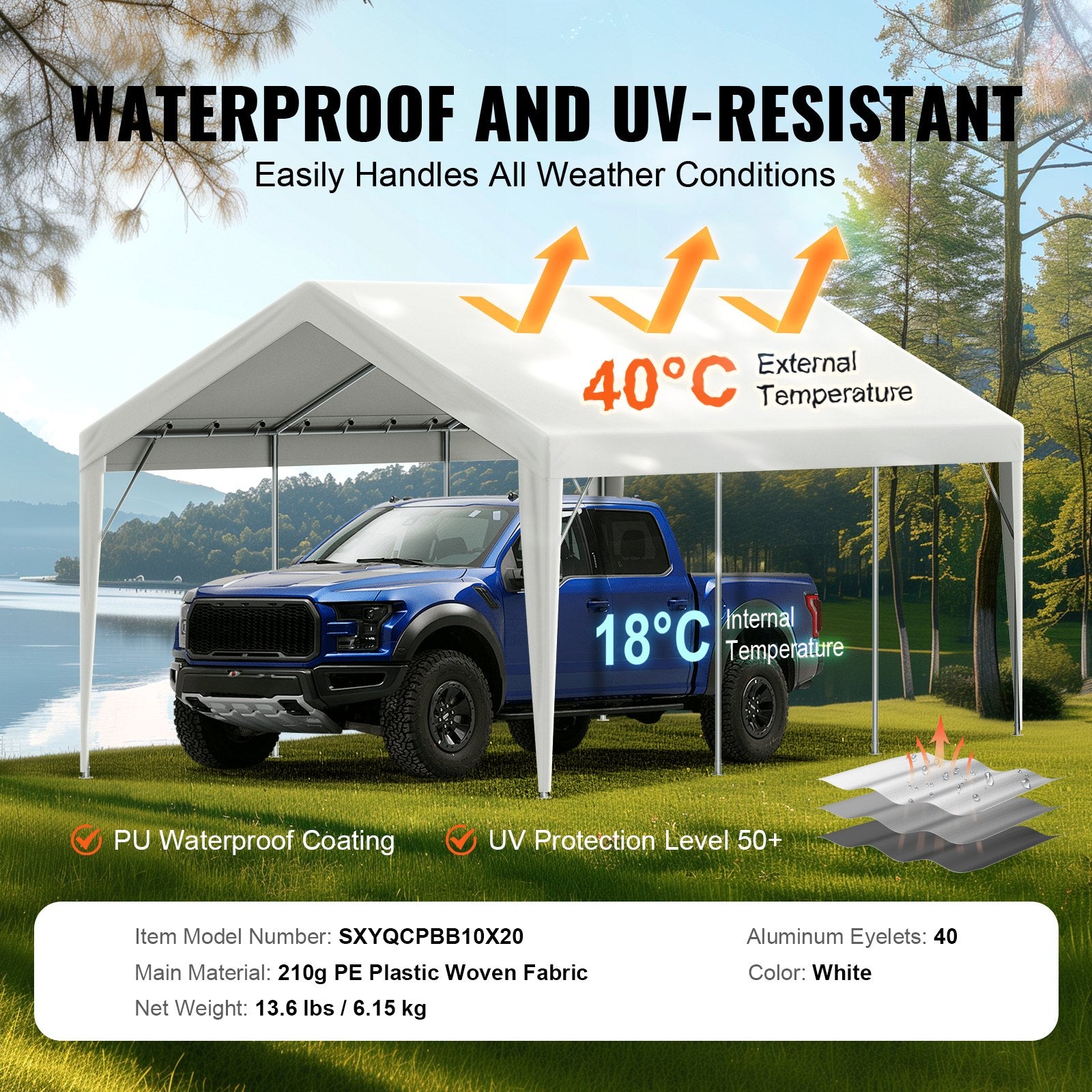 Couverture de remplacement des wagons VEVOR 10 X 20 Ft