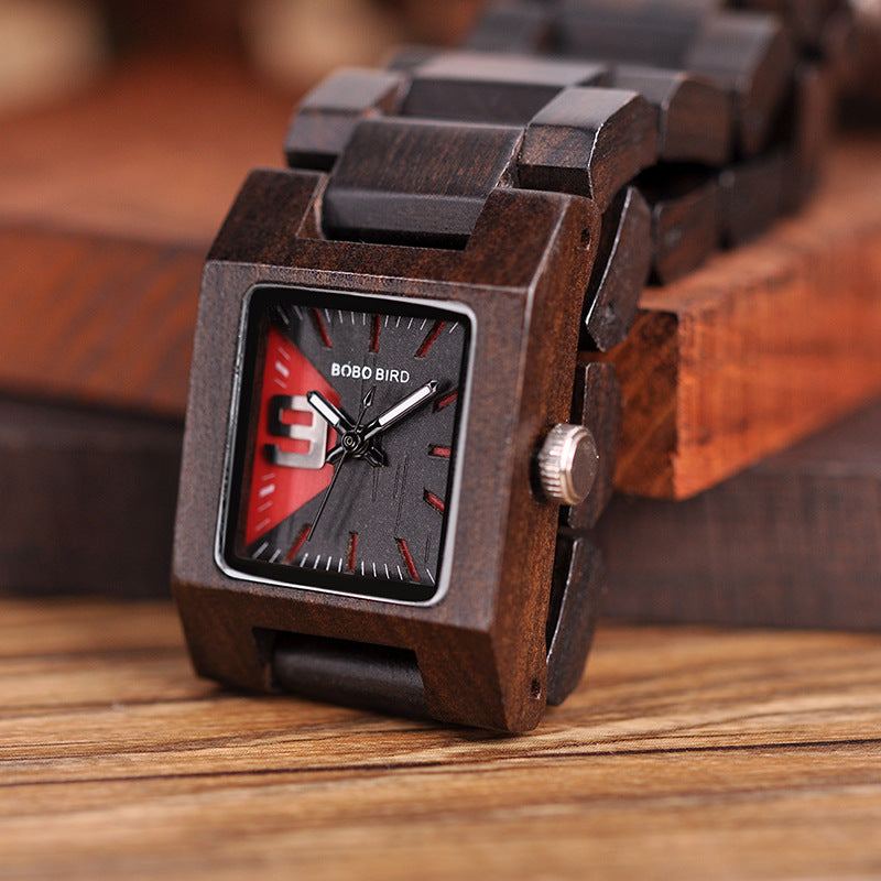 S02 Montre Quartz de décoration en bois