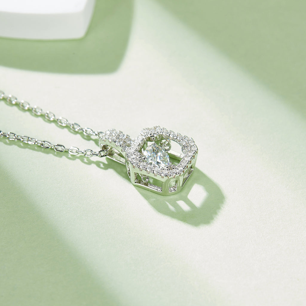 S925 Argent Sterling 0.5ct D Couleur VVS1 Moissanite Square Collier Halo 45cm Plat platine