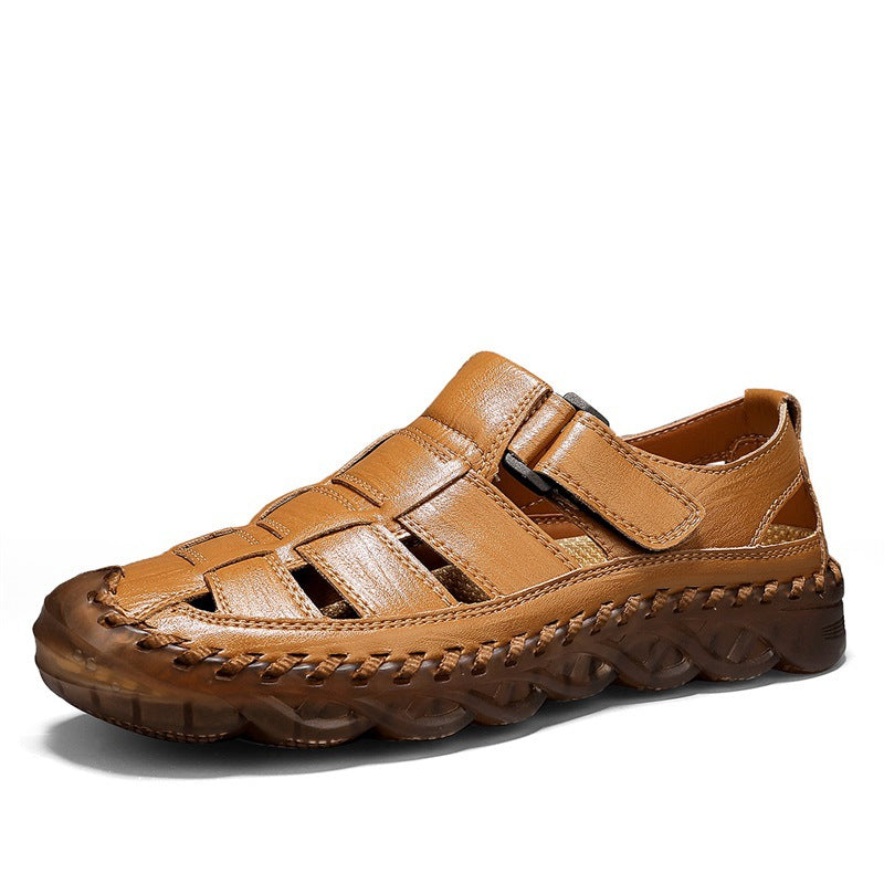 Hommes Plage Sandales Outdoor Casual Leather Close-Toe Chaussures Respirantes résistants à l'usure pour M