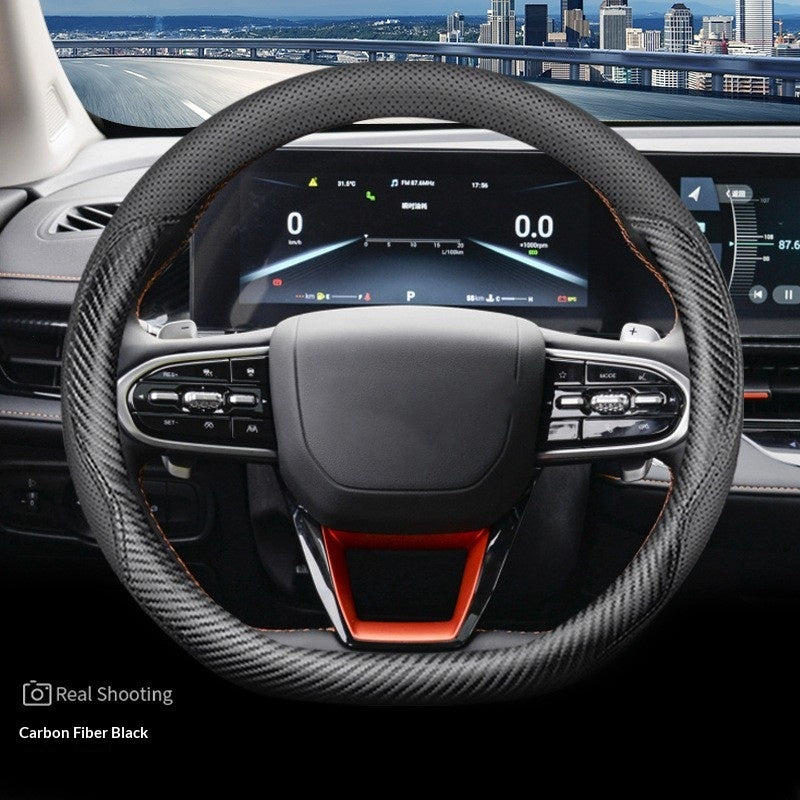 Sporty Style Leather Steering Wheel Cover