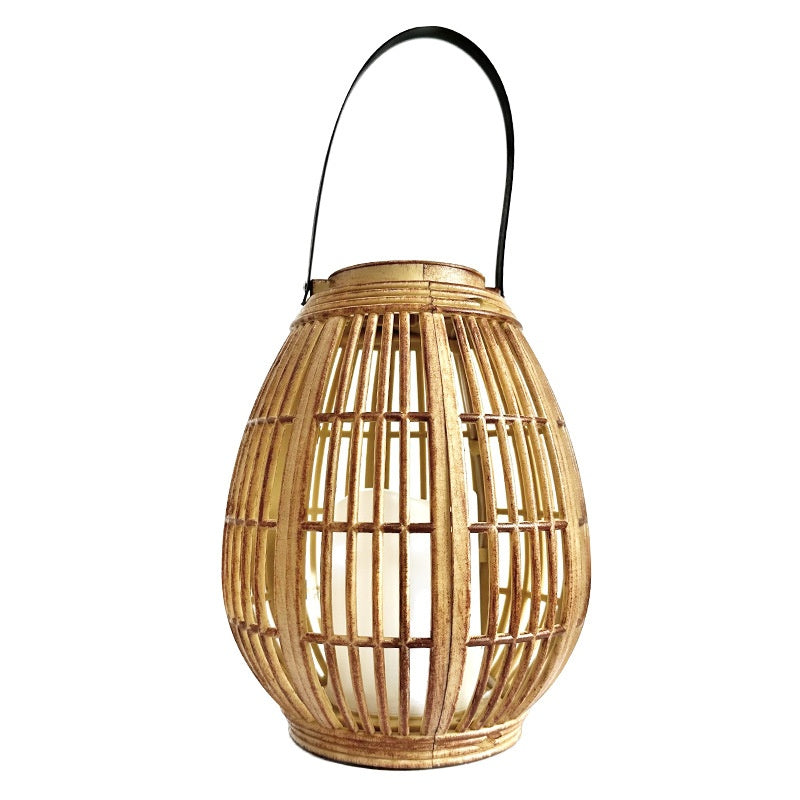 Décoration de jardin solaire Bamboo Woven bougie lumières