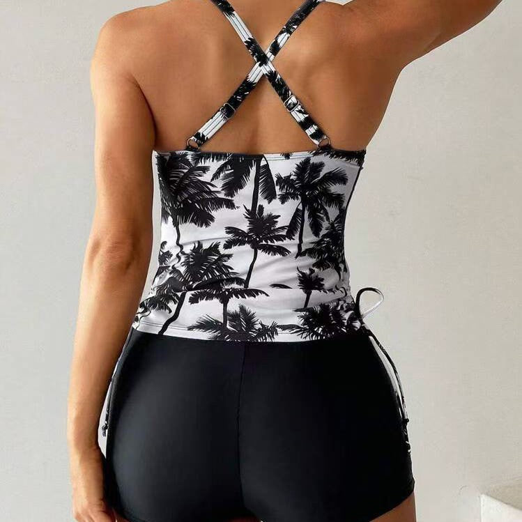Maillot de bain conservateur féminin avec imprimé cocotier