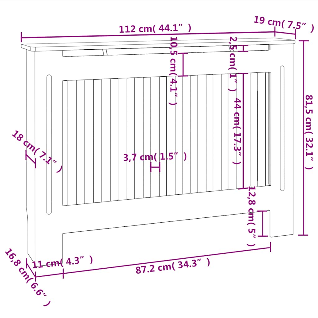 Revêtement radiateur / boîtier radiateur 112 cm