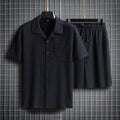Lapel Short manches courtes costume jeune et d'âge moyen porter mode tendance deux-pièces costume