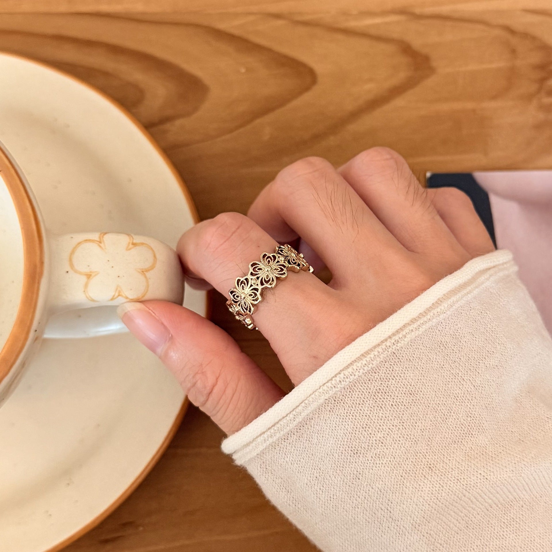 Bague de déclaration de luxe légère de style italien