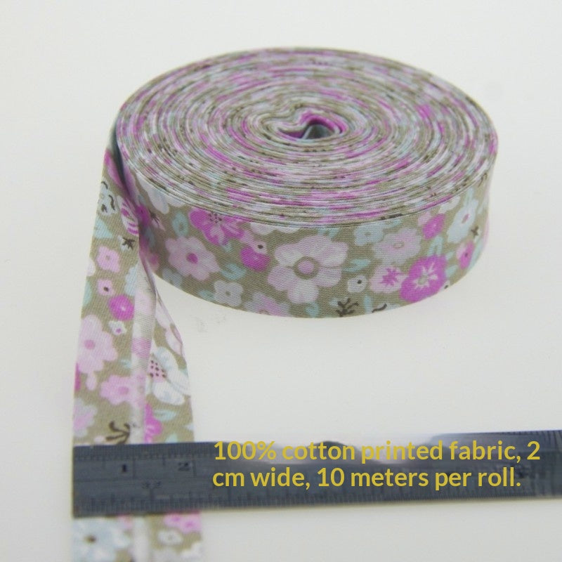 Bande de reliure de 2 cm de large avec imprimé pastoral Star et Floral
