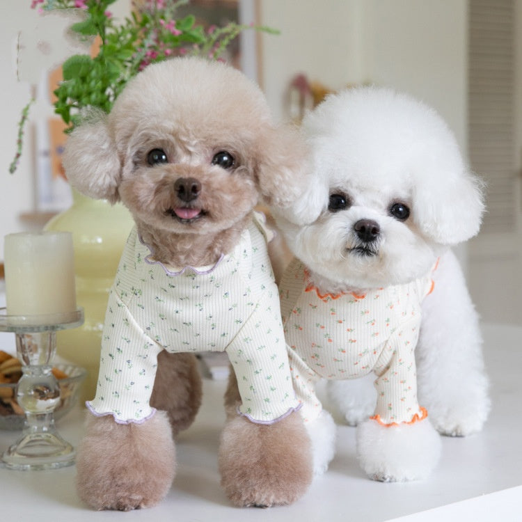 Pet apparel at the base, floral pattern