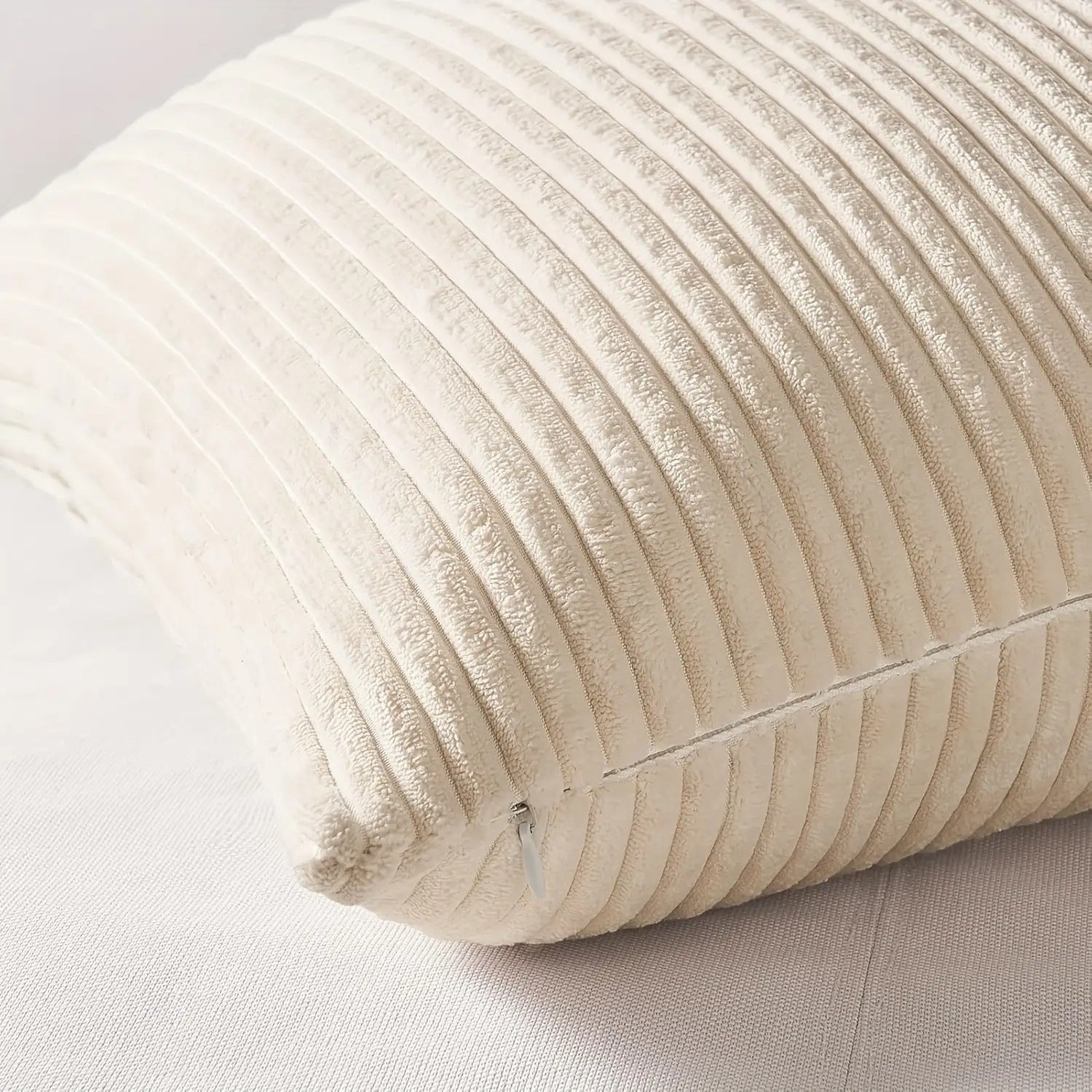 Accueil Couleur solide Long Stripe Corn Stripe Dos Oreiller rayé