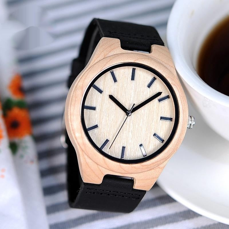 Montre à quartz en bois classique en bois