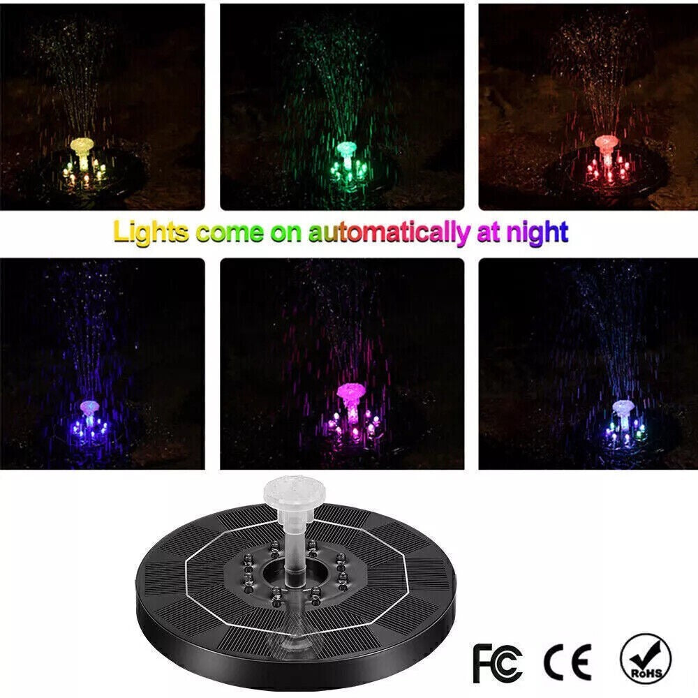 8LED Solar Powered Fountain Water Feature Pump Garden Pool Pond Aquarium