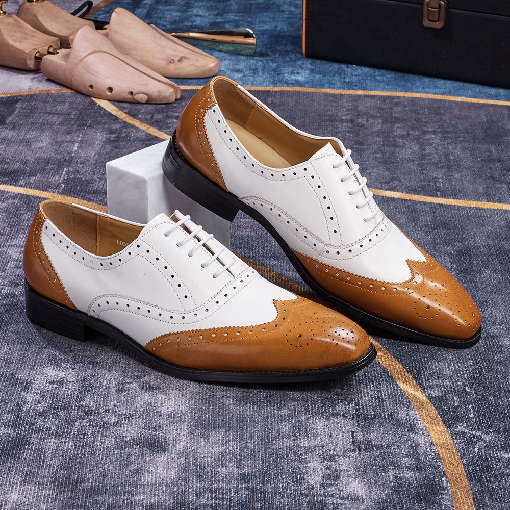 Brogues européennes et américaines pour hommes d'affaires et occasionnels portant des orteils pointus