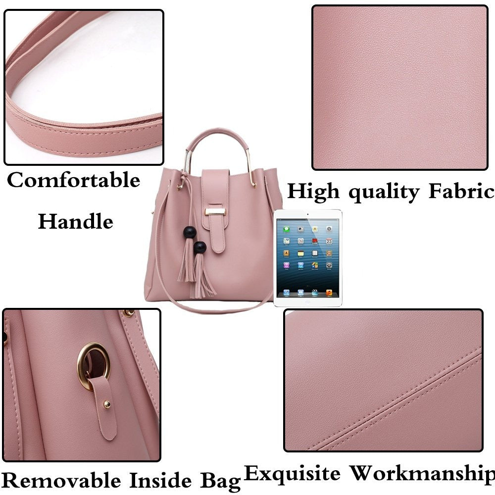 Pour femmes Purse et sac à main 3Pcs Sac Set Tassel Tote Clutch Satchel Top Poignée Sac à épaule