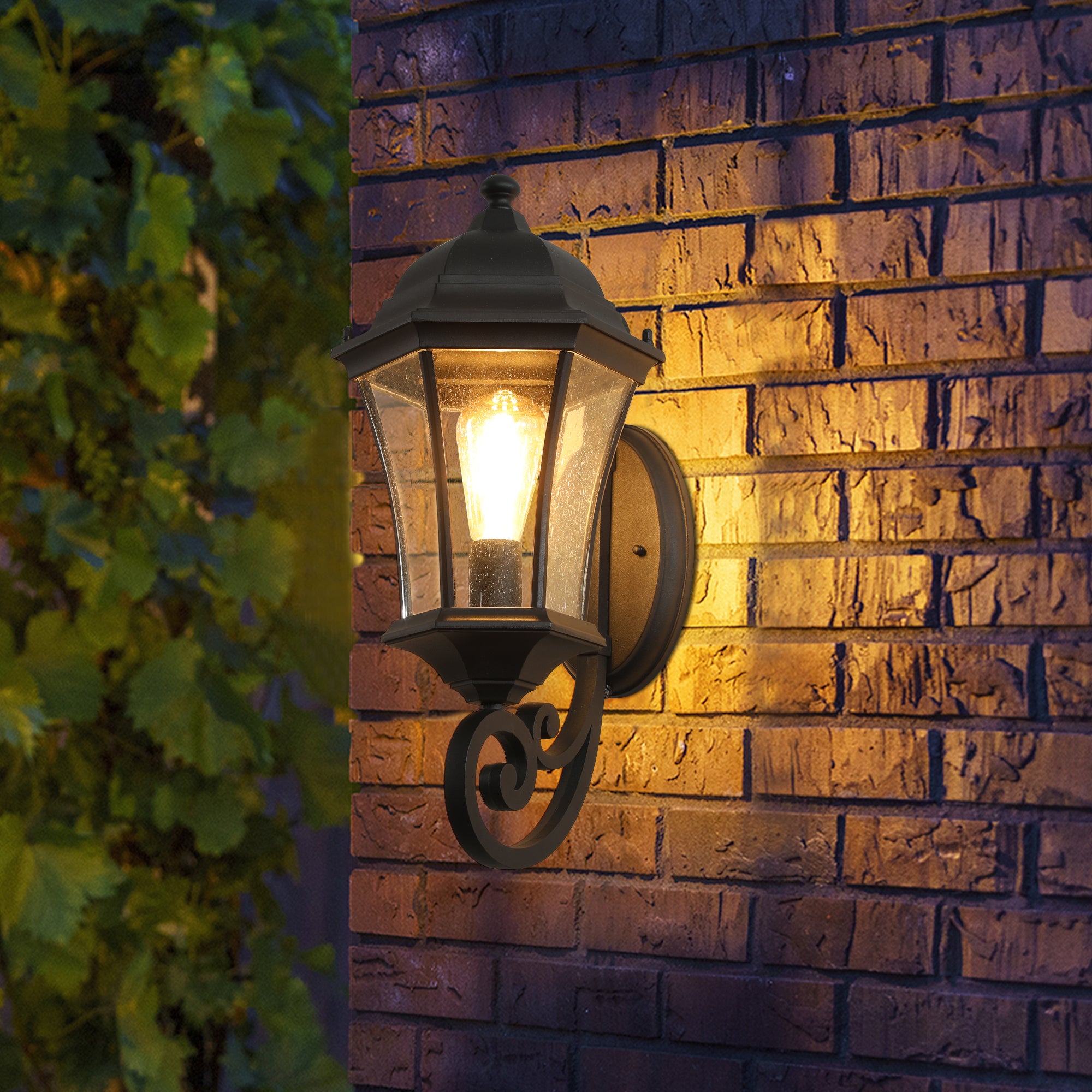 1-Pack Vintage mur-monté lumière de lanterne extérieure – Élégant métal noir sconce pour porch
